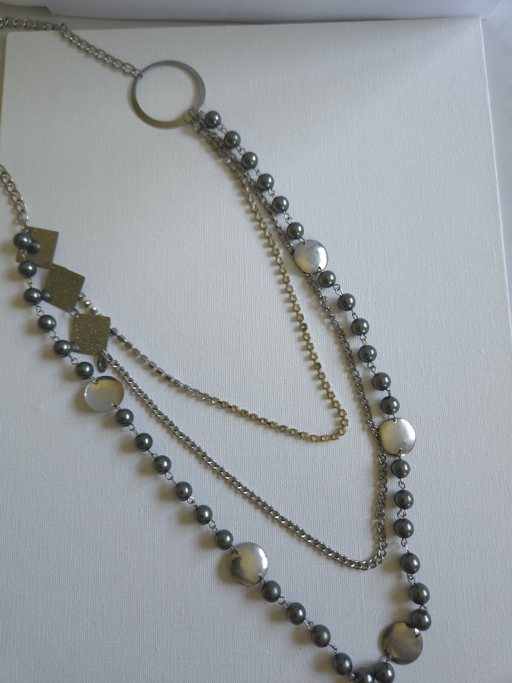 Vintage LBVYR Layered Silver & Pearl Statement Necklace